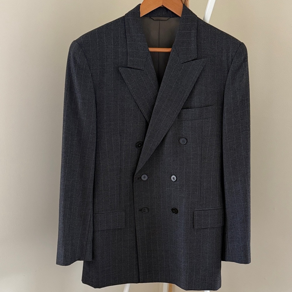 Classic Charcoal Double-Breasted Blazer
